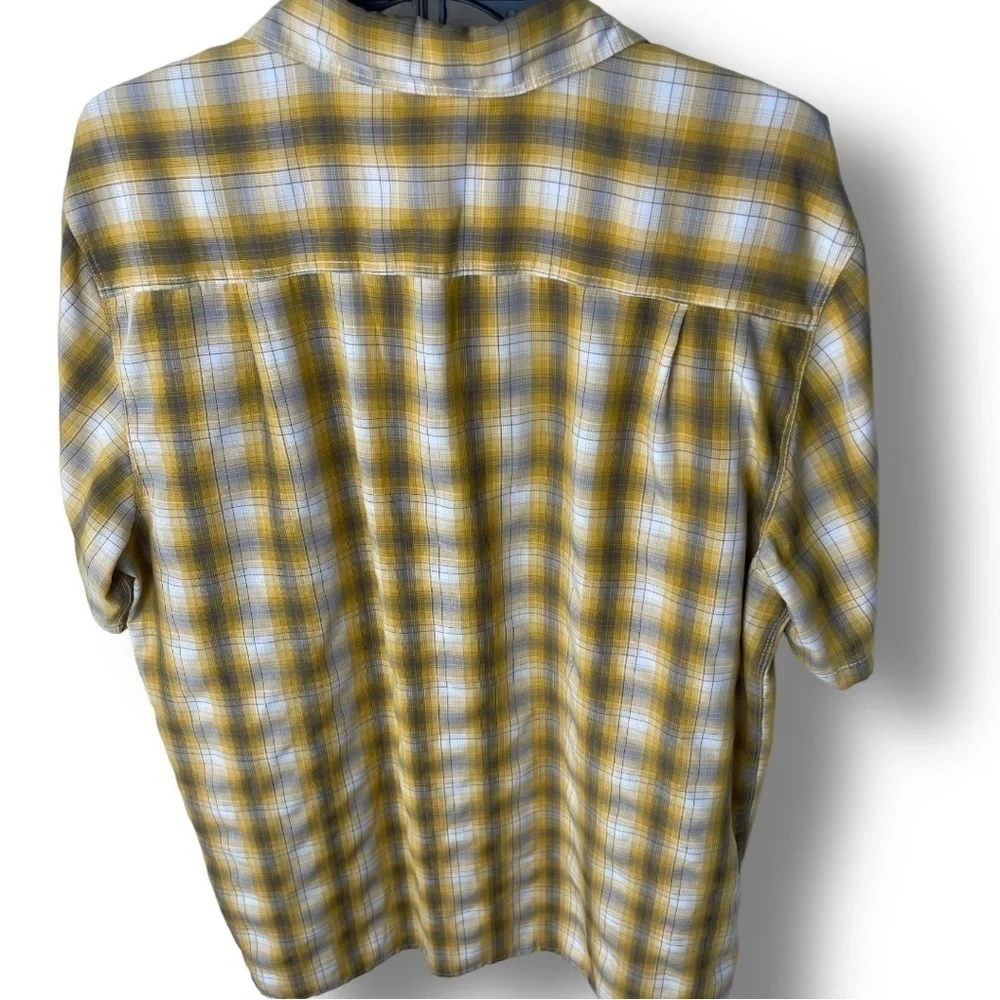 THE North Face Button Down Gold Plaid Short Sleeve Shirt Size Large